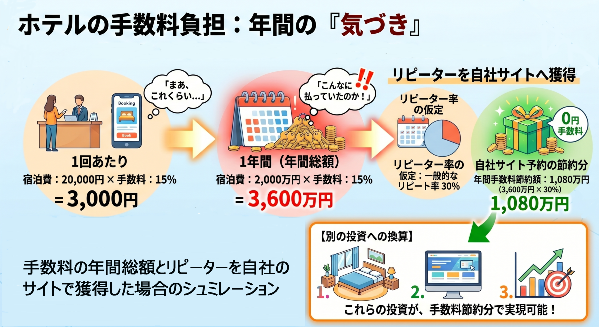 ホテルの手数料の年間支払額